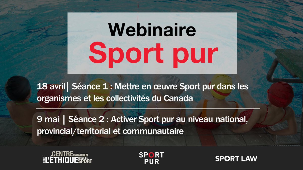 Apprenez à bâtir un sport meilleur avec Sport pur! Assistez au webinaire présenté en deux parties et offert gratuitement avec @sportlawca. Il portera sur la mise en œuvre de Sport pur au 🇨🇦 et sur l’activation à tous les niveaux du sport. 🔗 cces.ca/fr/news/inscri…