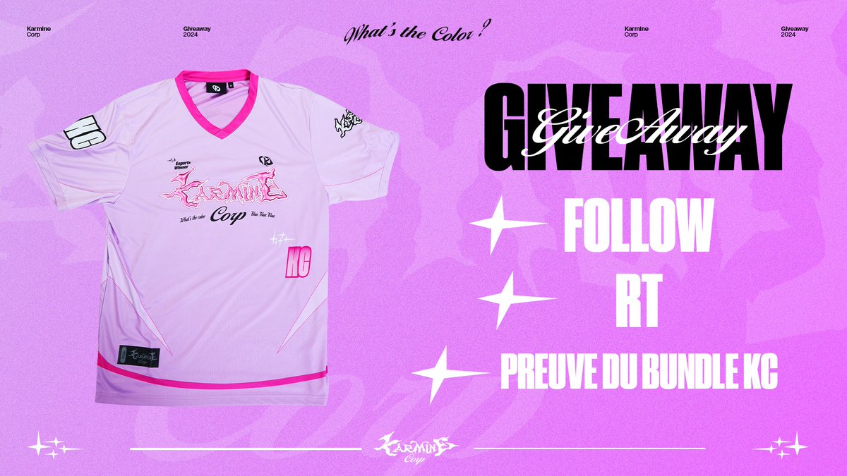 Pour fêter les 1 an de défaite de @gentlemates, tentez de remporter 3 maillots roses collectors 🩷 Pour participer : - RT ce tweet - Follow @KarmineCorp - Envoyez une preuve que vous possédez le Bundle #KCORP TAS le 17/04, bonne chance à tous ! 🍀