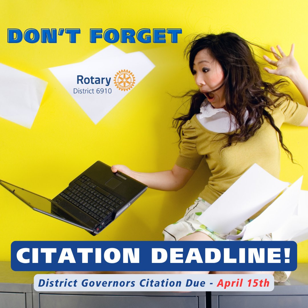 Don't Forget!  It's the last weekend to work on your District Governor's Citation- submit your club's information here: rotarydistrict6910.org/2023-2024_awar…

#RD6910 #adventureawaits #Rotary