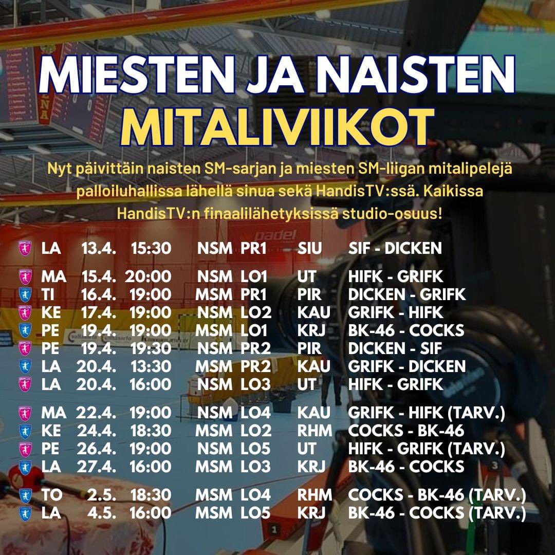 Morgen geht es Richtung Sjundeå, kommen Sie auch!

O samma på handissvenska, nu när mitaliviikot sparkar igång med <a href="/SIFLadies/">SIF Ladies</a> 🆚 <a href="/DickenNSM/">Dicken Damhandboll</a> i #Sjudeå 
⏰ 15:30 EEST, klä dig i rött o blått o kom du oxo! 

#DickenSpirit #NSM 
❤️🤜🏻🤛🏻💙