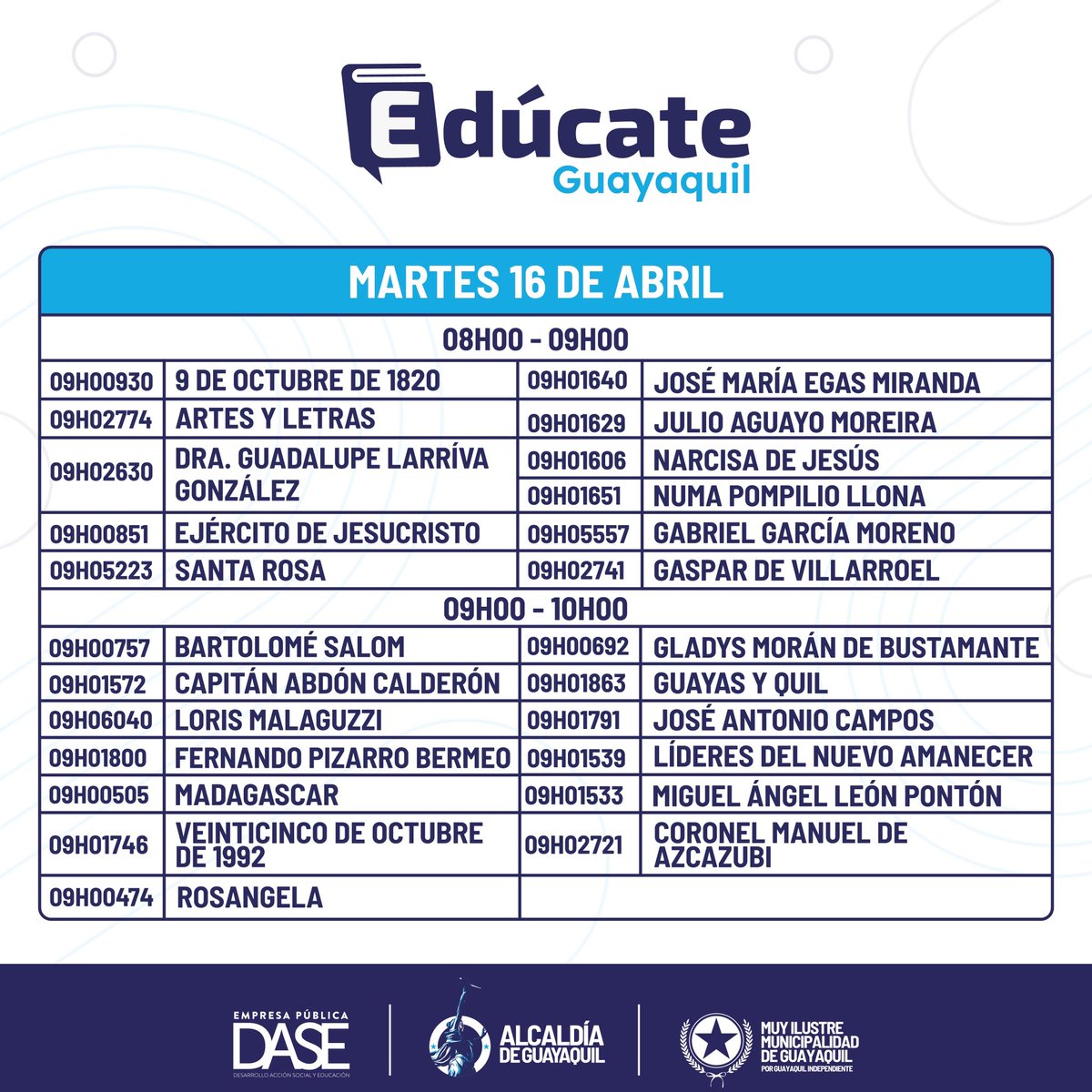 #ATENCIÓN: @DASEAlcaldiaGye convoca a las Unidades Educativas participantes del Programa 'Edúcate Guayaquil' a retirar los textos escolares gratuitos del año lectivo 2024-2025 📚 (PARTE I)