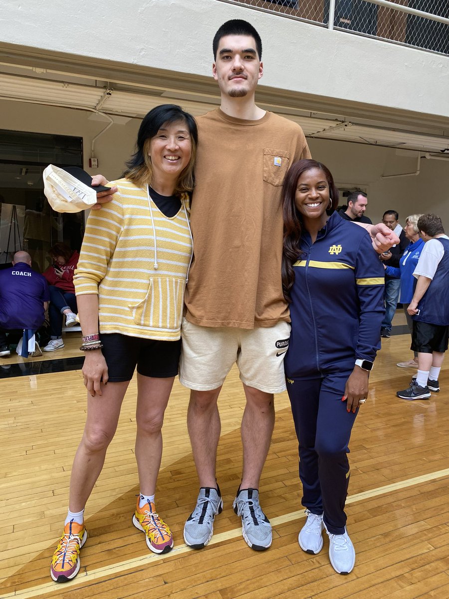 In LA for the @WoodenAward. Zach with his mom and @IrishCoachIvey at the Special Olympics Southern California / Wooden Award Basketball Games.