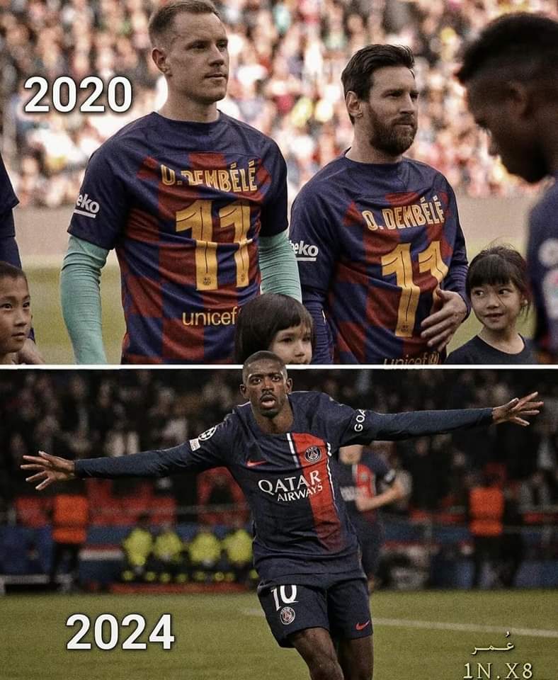 2020: Barca players walks out with dembele Jersey to support him during his injury 2024: Dembele celebrates a goal against Barca in UCL Neymar jr was never the snake it's ousmane dembele 🐍