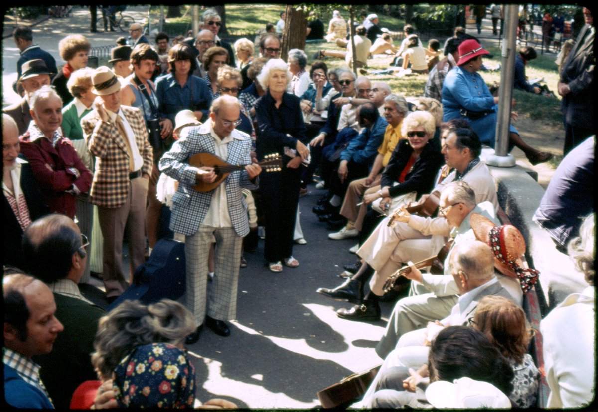 Washington Square Park, Greenwich Village, NYC June 1977 Kodachrome my collection. Photographer unknown.