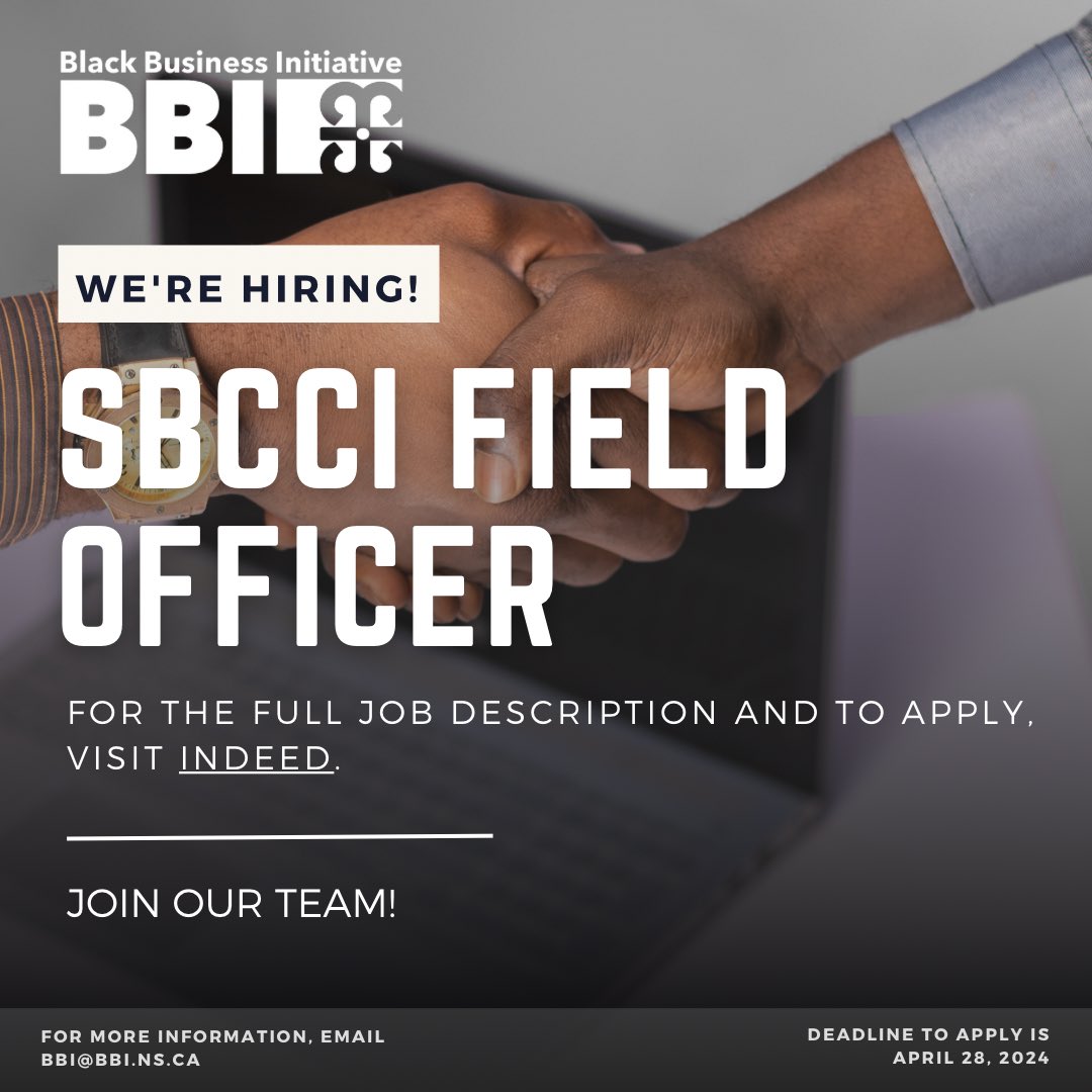 BBI IS HIRING! We are hiring for a SBCCI Field Officer to join our team. For the full job description and to apply, visit Indeed. ca.indeed.com/job/sbcci-fiel… For more information email BBI@BBI.NS.CA