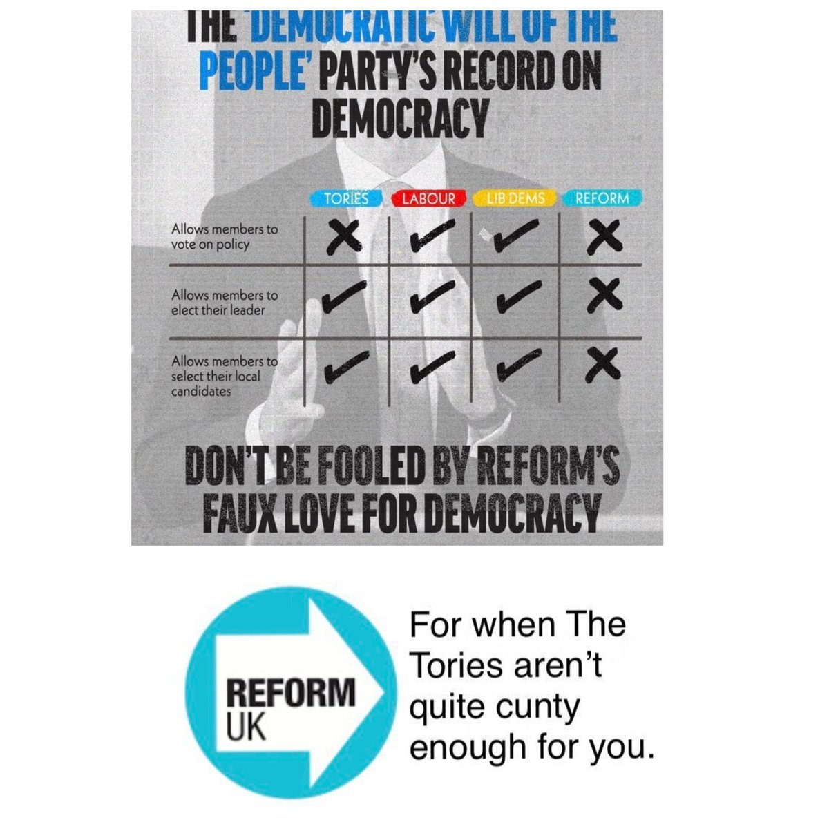 Yep @reformparty_uk @TiceRichard @LeeAndersonMP_ DONT VOTE REFORM (rt this for bigger audience)