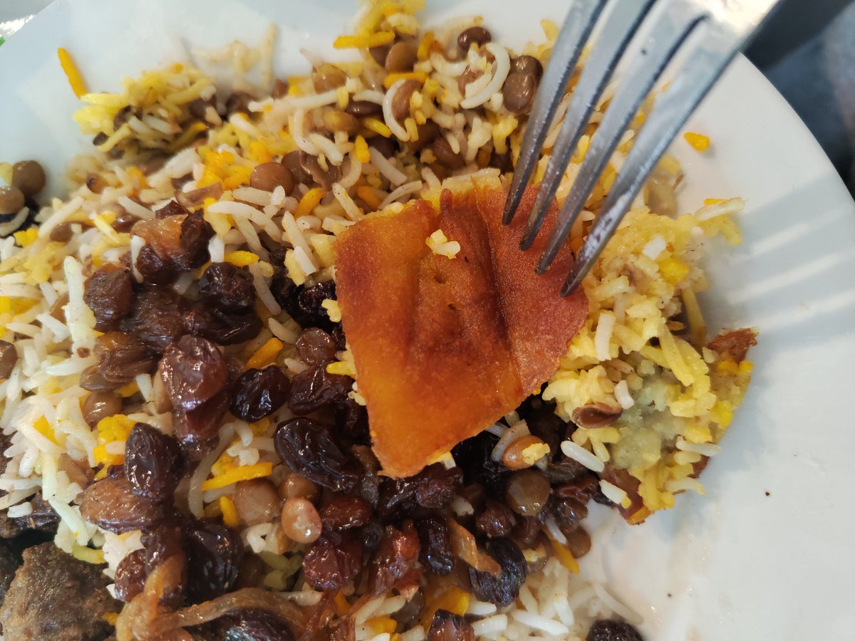 Theres a potato in my rice. Not sure what its called but its nice persian style rice