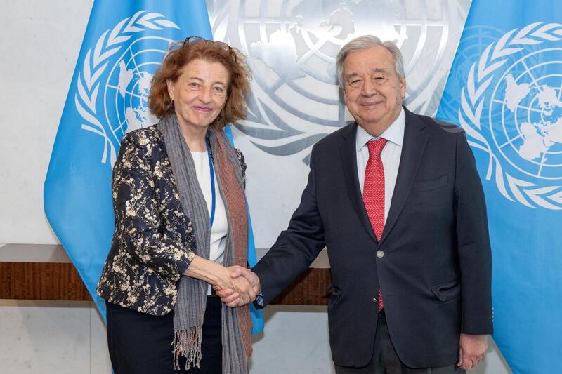 Great to see that the UN Secretary-General @antonioguterres met with @bleeker_mo the 🆕 @UNOSAPG Special Adviser on #R2P earlier today. We look forward to working with both the Secretary-General and the Special Adviser closely on implementing R2P at the @UN and beyond!