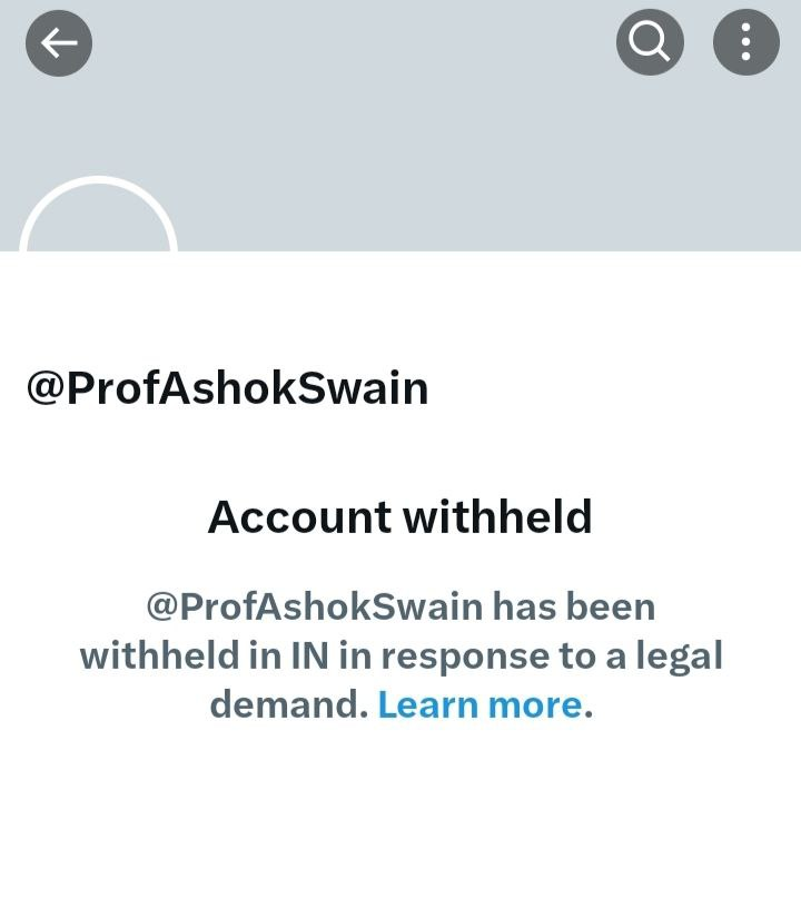 Case no : 109 Account Withheld : @ProfAshokSwain 6.2K Followers🔥 INDIAN CYBER DEFENDER legal team proceedings & Reporting done again for the mentioned account and now permanently withheld in India.