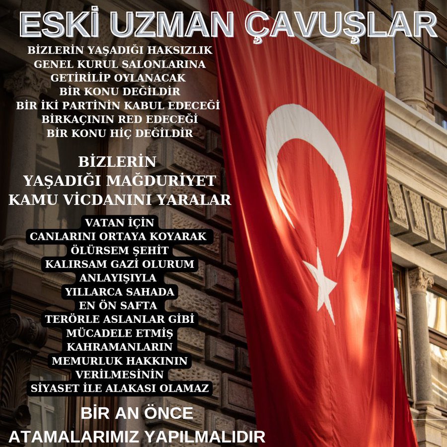 #EskiUzmanÇavuşlar
@ATAUZDER
@gundes_46
Bizim mücadelemiz haklı davamızdır. 
#SONDAKİKA
@RTErdogan @dbdevletbahceli
@ErbakanFatih @eczozgurozel
@meral_aksener

Ferdi Kadıoğlu  #KayaÇilingiroğlu #Savaş Livakoviç  Becao  #ArdaGüler
#deprem  #füze #savaş #iran #eminönü #marmaray