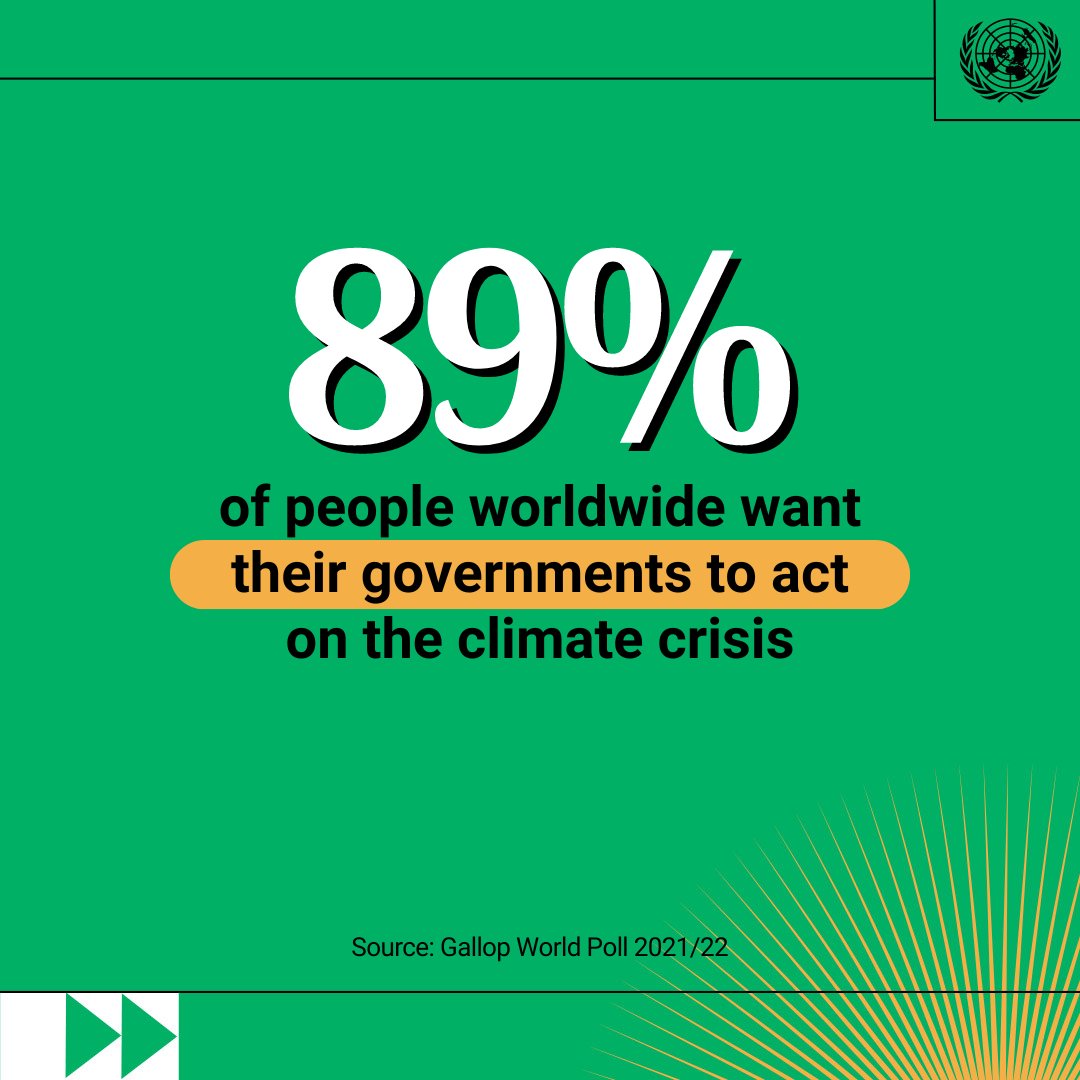 89% of people worldwide want their governments to act on the climate crisis. Use your actions -- and your voice -- to influence change. Speak up & urge world leaders, elected officials, local businesses & others to take urgent #ClimateAction: un.org/en/climatechan…