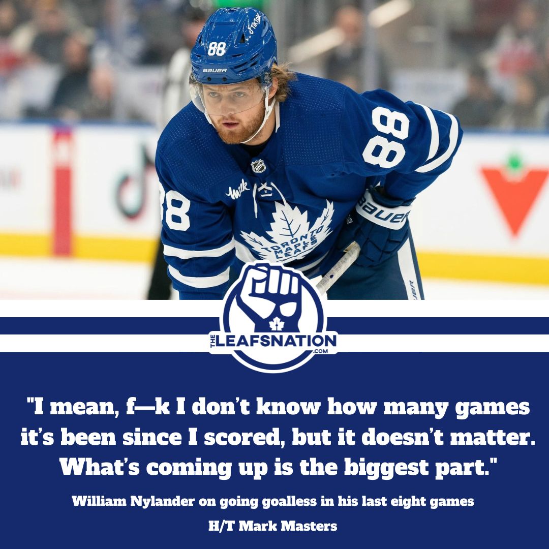 William Nylander is keeping things in perspective despite an eight-game goalless drought