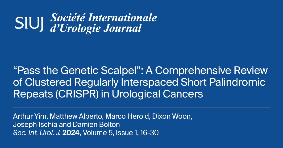 In this review of #SIUJ, the authors summarise the current state of research on #CRISPR in #urology and discuss its potential for improving the #diagnosis and treatment of urological #cancers. 
#OpenAccess #Journal  
Find out more: mdpi.com/2676892
Latest Edition: