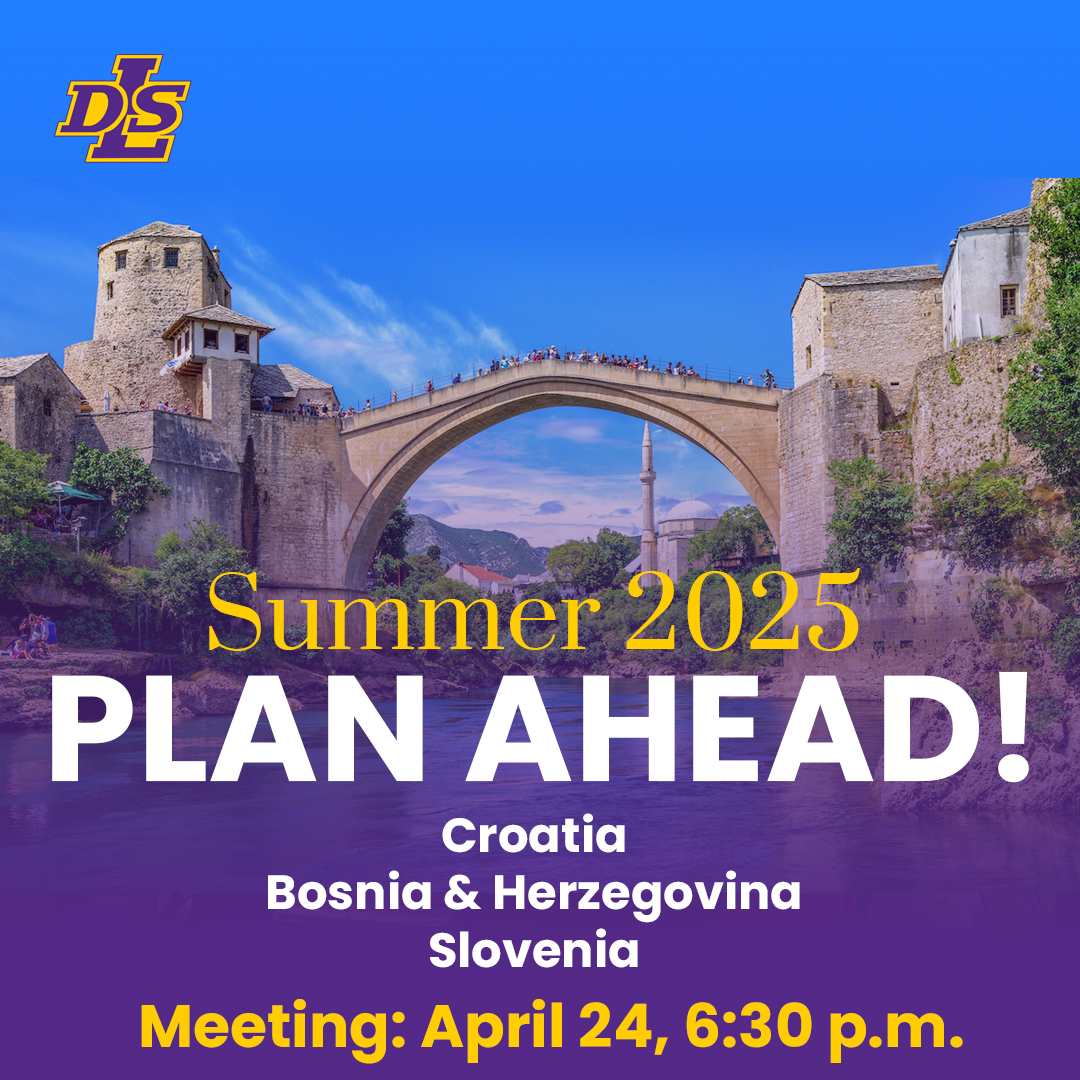 PLAN AHEAD: The World Cultures Club is planning its summer 2025 trip to Croatia, Bosnia & Herzegovina, and Slovenia. There will be an information meeting for those interested in attending on April 24 at 6:30 p.m. RSVP at rsvp.eftours.com/93xzrdg