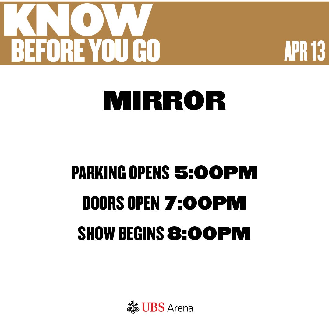 TONIGHT @MIRROR_weare  7PM |  🎤 8PM Plan your trip: go.ubsarena.com/KBYG 🚆 LIRR Train Schedules: new.mta.info/traintime 🥨 Belmont Hall opens at 5PM