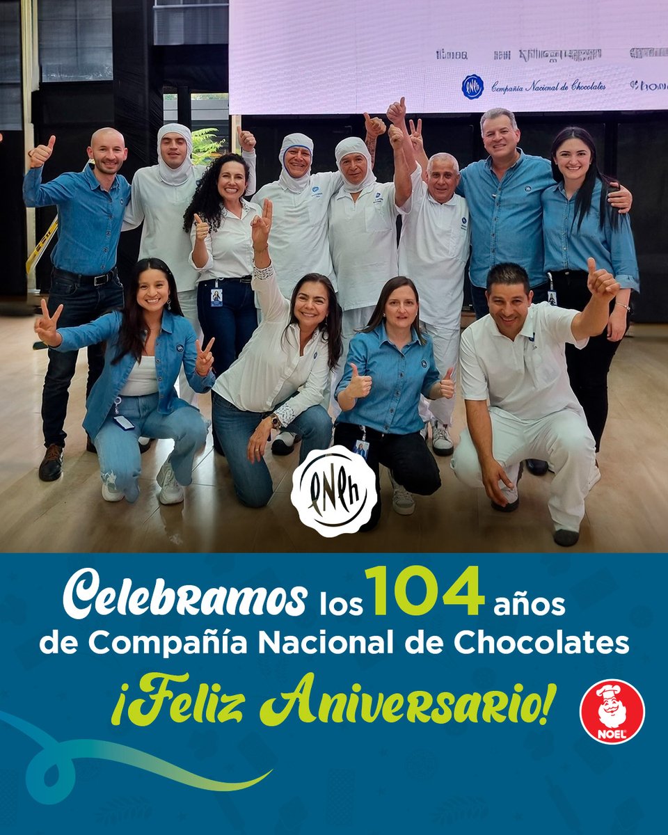 Que sean muchos años más de innovación guiados por el propósito de seguir construyendo un futuro mejor #EntreTodos

¡Feliz Cumpleaños Compañía Nacional de Chocolates! 🍫💙