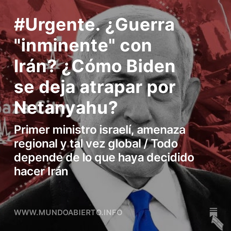 #Análisis #Urgente En este mismo momento, Hezbollah está tratando de abrumar las defensas israelíes y Washington advierte de ataque iraní 'inminente'... lo que amenaza con desatar una guerra regional. Todo, por provocación e interés de una sola persona, Netanyahu. Pero Biden no…