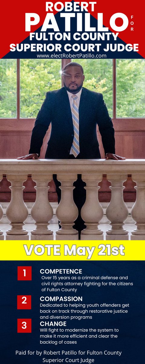 We are 39 days until #ElectionDay May 21st 2024, early voting in Fulton Count starts on April 29th in just 17 days! Donate today PatilloForJudge.com