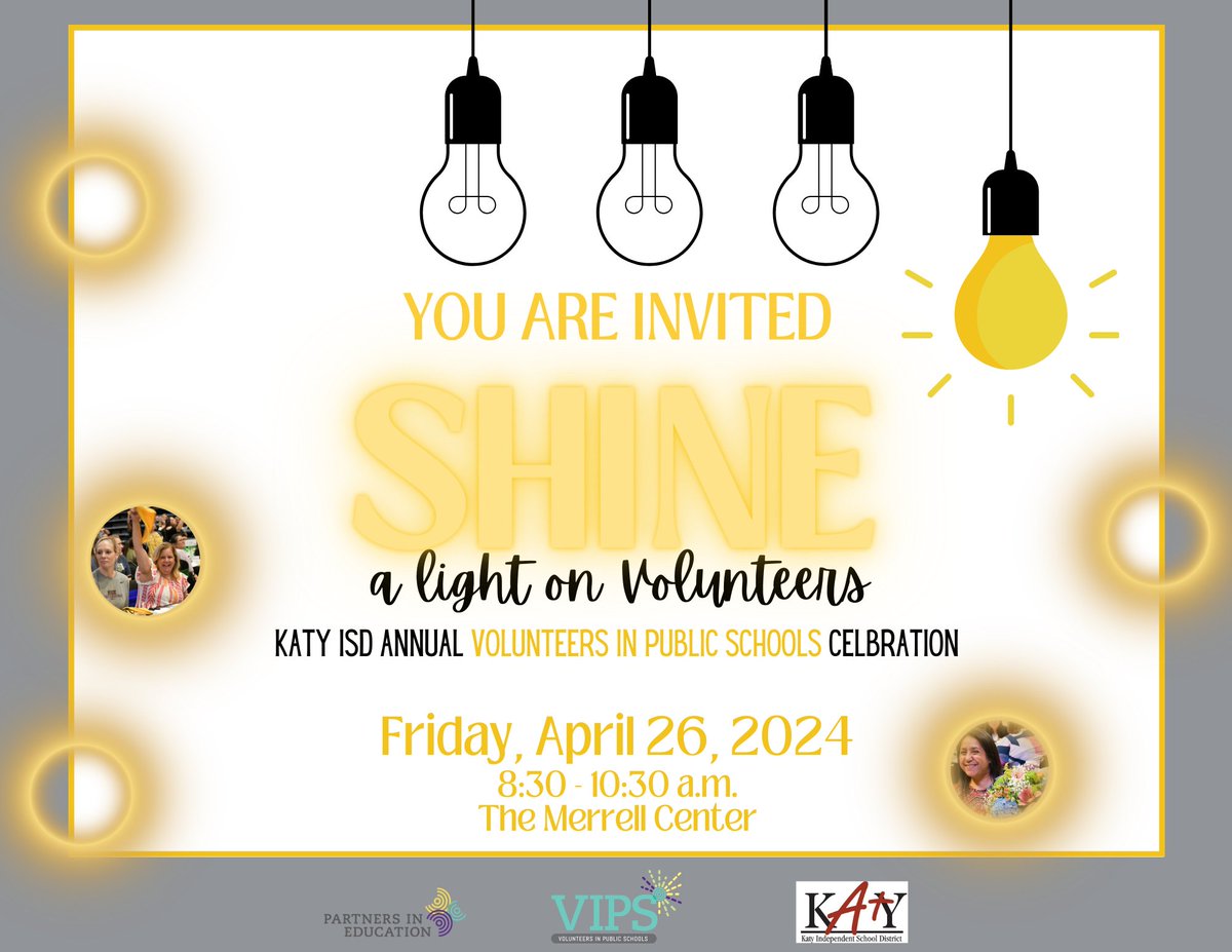 You're invited to join @KatyISD_PIE for a celebration like no other! 🌟 It's time to honor the incredible Katy ISD volunteers who dedicate their time and passion to enriching our community. Click the link below to reserve your seat: 🔗 tinyurl.com/VIPSCelebratio…