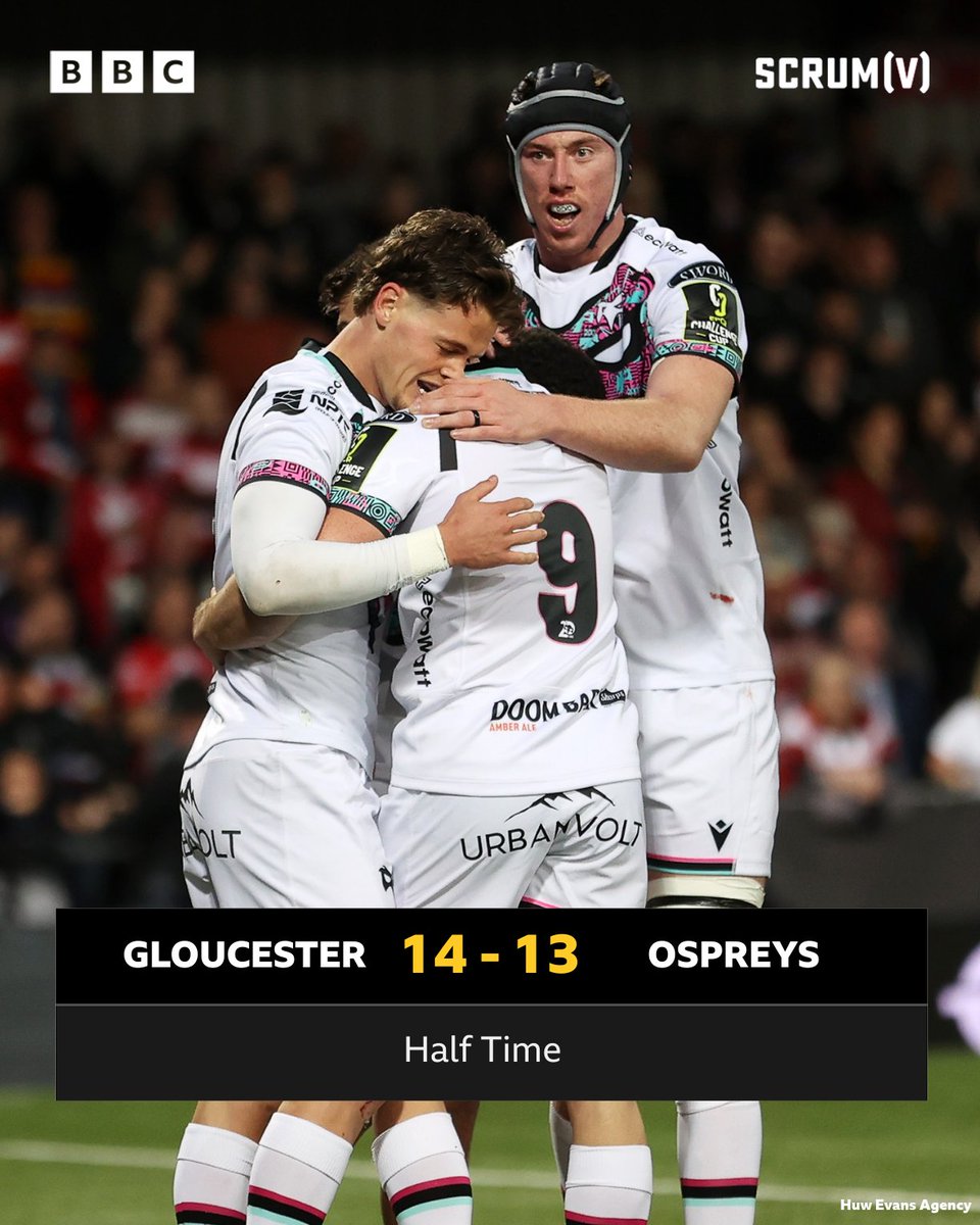 Gloucester lead by just one point 👀 What are your thought on the first 40 minutes? 🤔 Gloucester 14-13 Ospreys Listen to commentary on @BBCRadioWales, @BBCSounds and @BBCSport website and app 📲 Live coverage on @S4C 📺 #BBCRugby