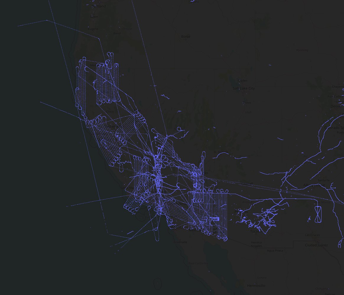 Flights above 60,000 feet in the Southwest U.S. adsb.exposed/?zoom=6&lat=37…