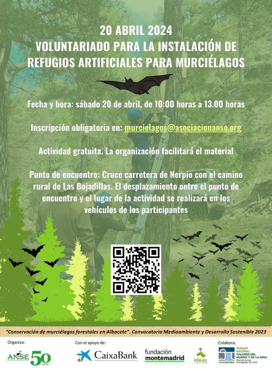 El próximo 20 de abril tenéis una cita en Nerpio (Albacete) con un interesante taller sobre murciélagos organizado por @asociacionanse. Os lo contamos en nuestro blog del proyecto 'Los Murciélagos, nuestros amigos': 👉murcielagosamigos.blogspot.com/2024/04/taller… #Murciélagos #Conservación #Taller