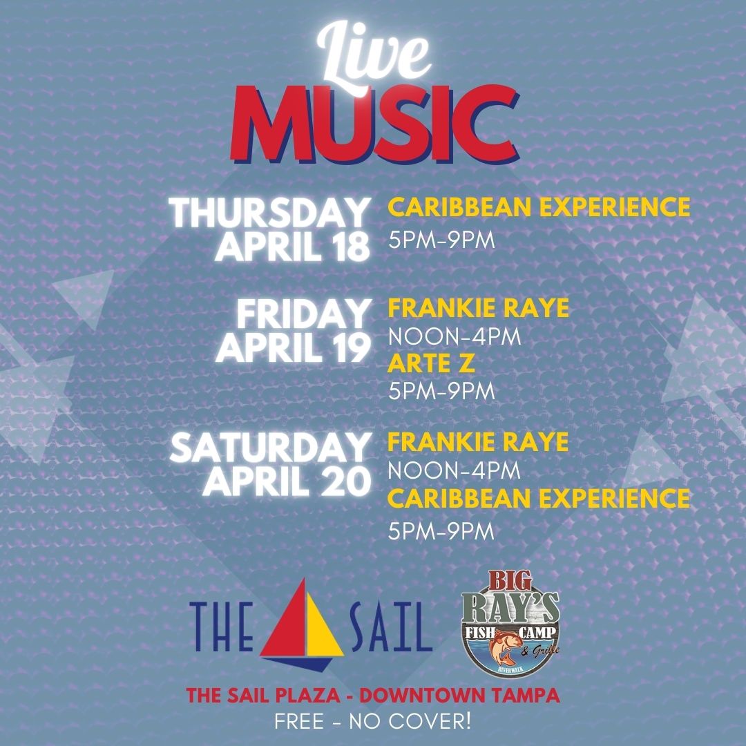 Looking for something to do this weekend? Check out live music at The Sail waterfront bar & Big Ray's Fish Camp Riverwalk!

Tag a friend you want to go with 🎶

#thesailtampa #tampabar #tampabars #tampamusic #tampamusicians #tampaevents #thingstodointampa #stufftodointampa