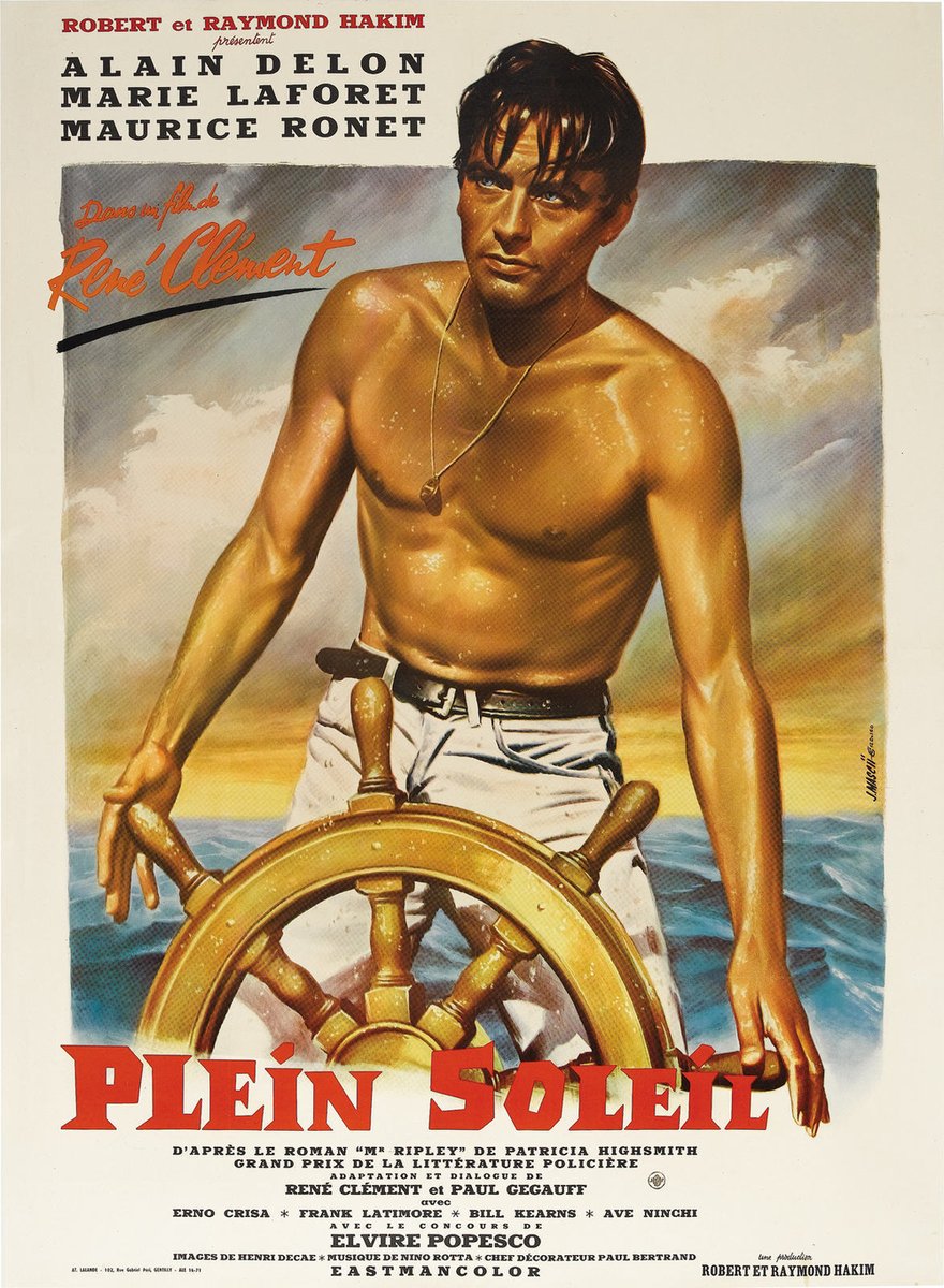 PURPLE NOON (1960) Alain Delon, Maurice Ronet, Marie Laforêt. Dir: René Clément 4:45p ET (1:45p PT) A charming and enigmatic young man becomes embroiled in a dangerous game of deception and murder. 1h 58m | Crime