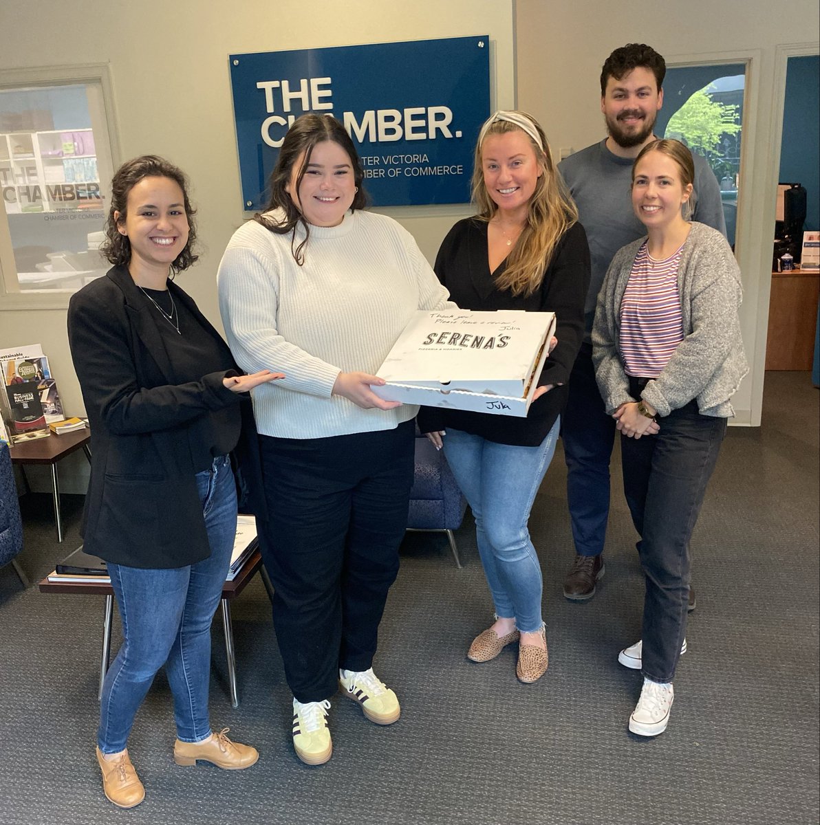 BruceAlready's tweet image. Friday Pizza Day @ChamberVictoria from #Serenas on Fort St. Happy Weekend !