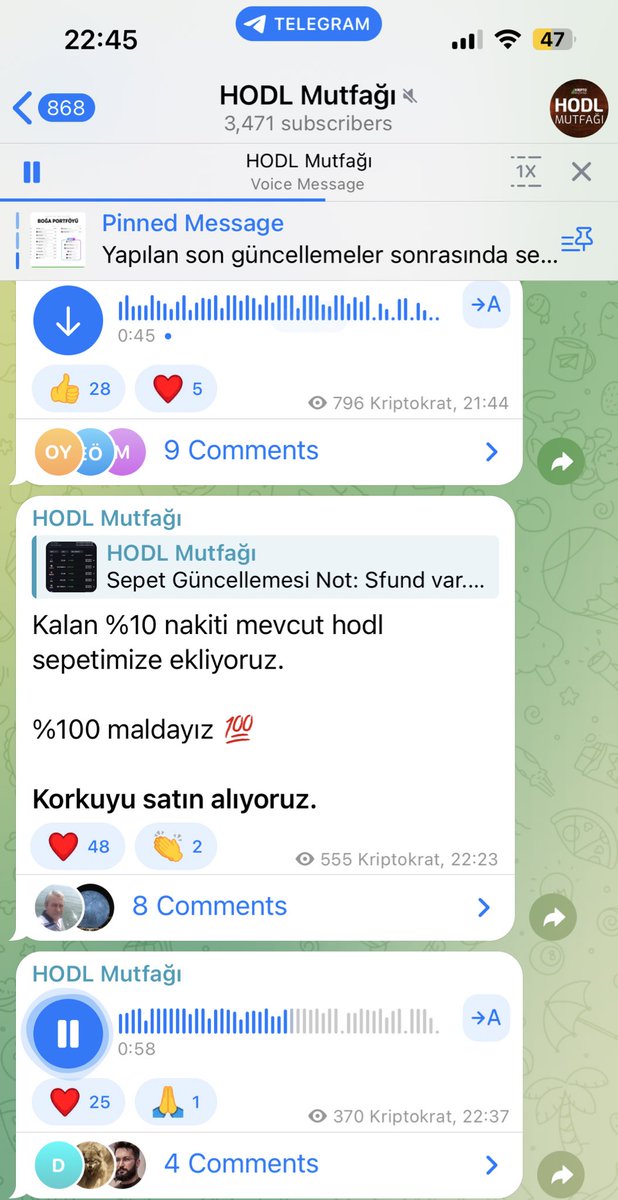 Sadece kanala girip @kriptokrat5 abinin ses kaydını dinleyin… Ağzına sağlık abim👏🏻🙏🏻 t.me/hodlmutfagi