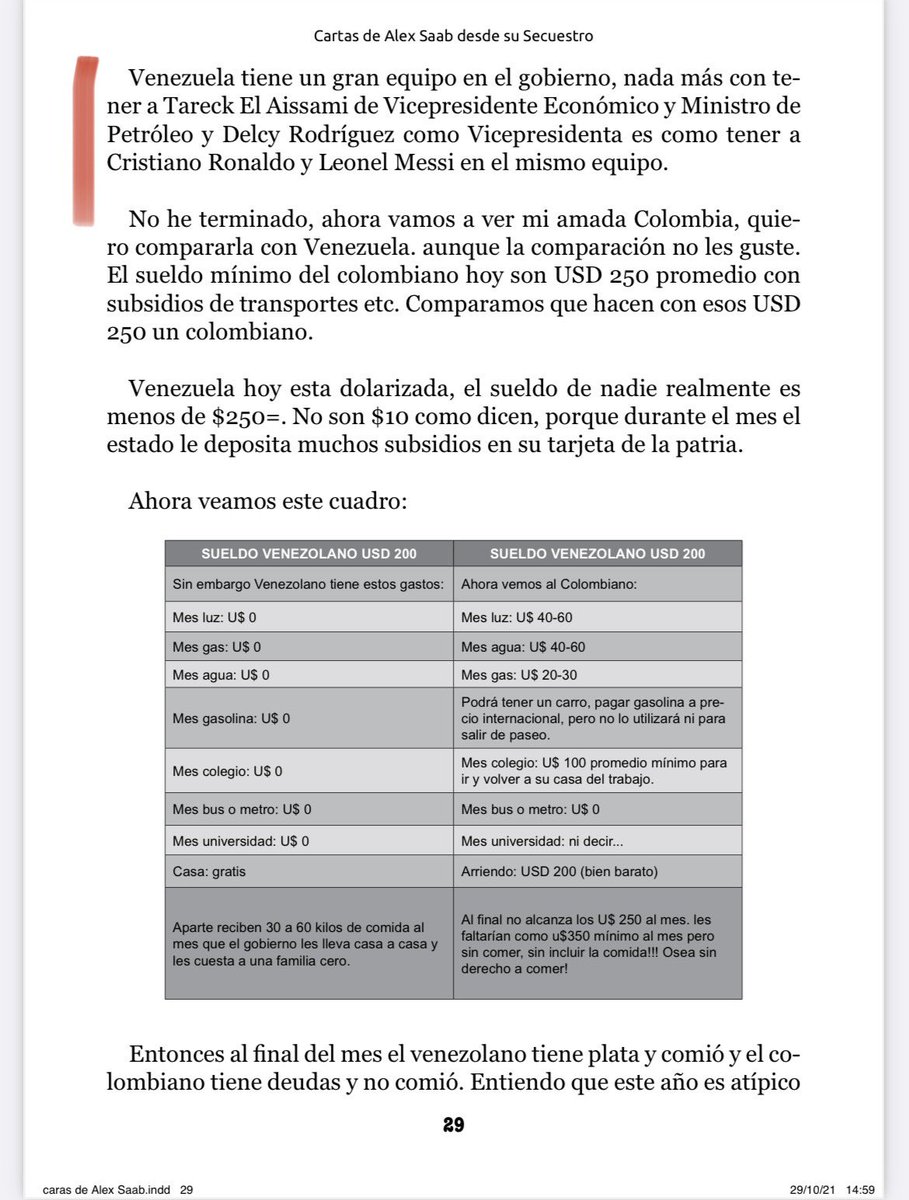 ¿Qué pensaba Alex Saab de Tareck El Aissami? Según una carta que el propio Saab mandó a la @WRadioColombia el 15 de diciembre de 2020, cuando aún estaba preso en Cabo Verde, El Aissami era el Cristiano Ronaldo de la economía venezolana y Delcy Rodríguez era Messi. La carta está…