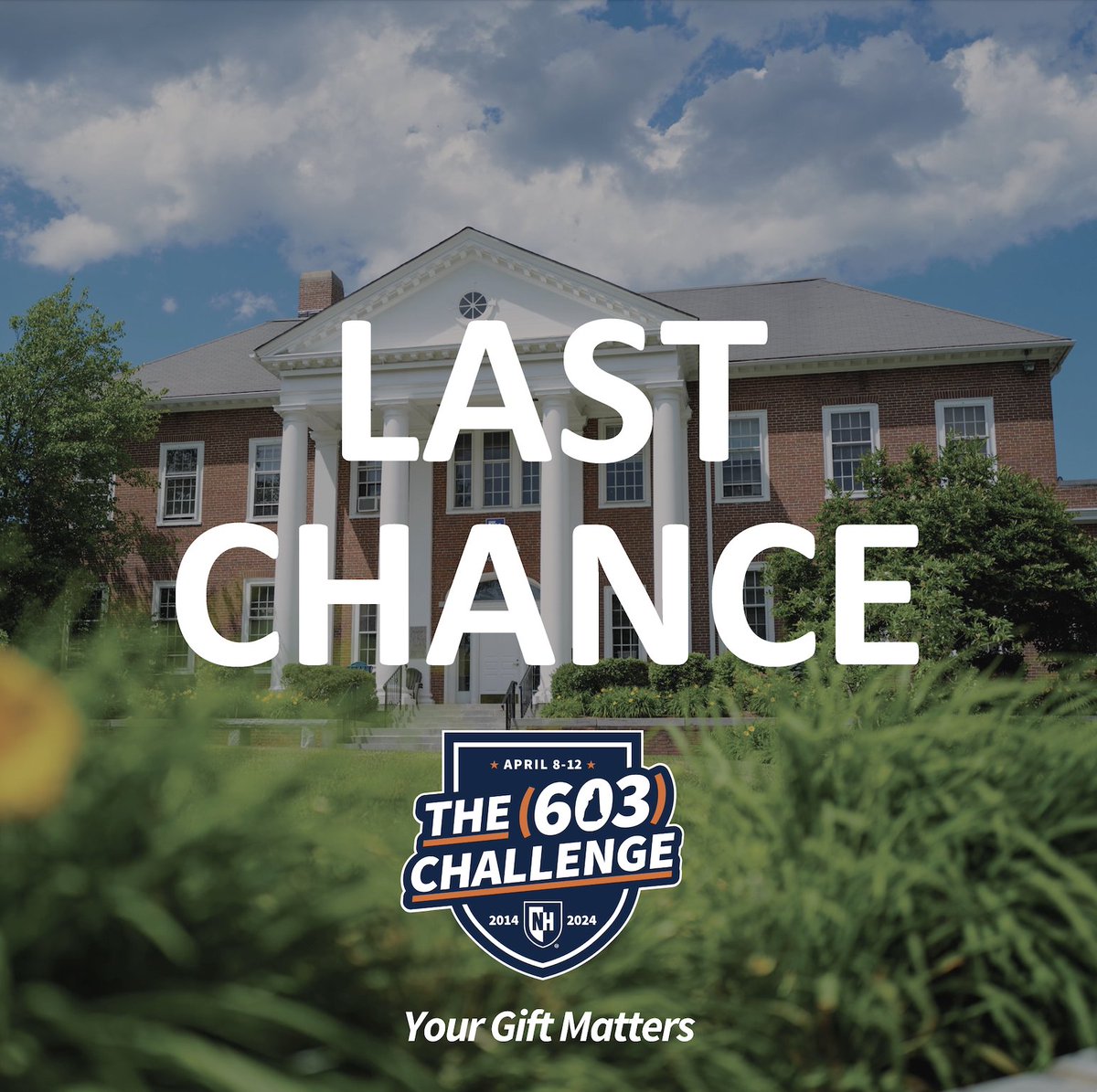 Just a few more hours left in #UNH603 and we are so close to reaching our goal! We need your support to finish off the (603) Challenge strong! Donate to the law school before 11:59pm tonight. Together let's make a difference in legal education. Donate: givecampus.com/schools/Univer…