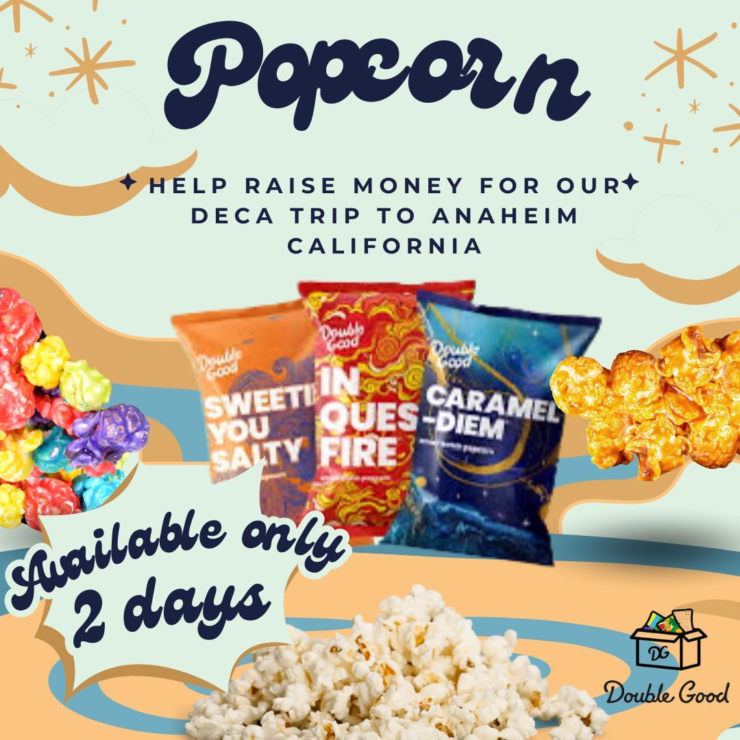 ONLY TWO DAYS LEFT!!! Help us raise money to support our chapter's travel expenses. 🔗 Click on the link - buff.ly/3QcI7OD 🍿 Find your favorite popcorn 💳 Pay online 🚚 Delivered to your doorstep in days