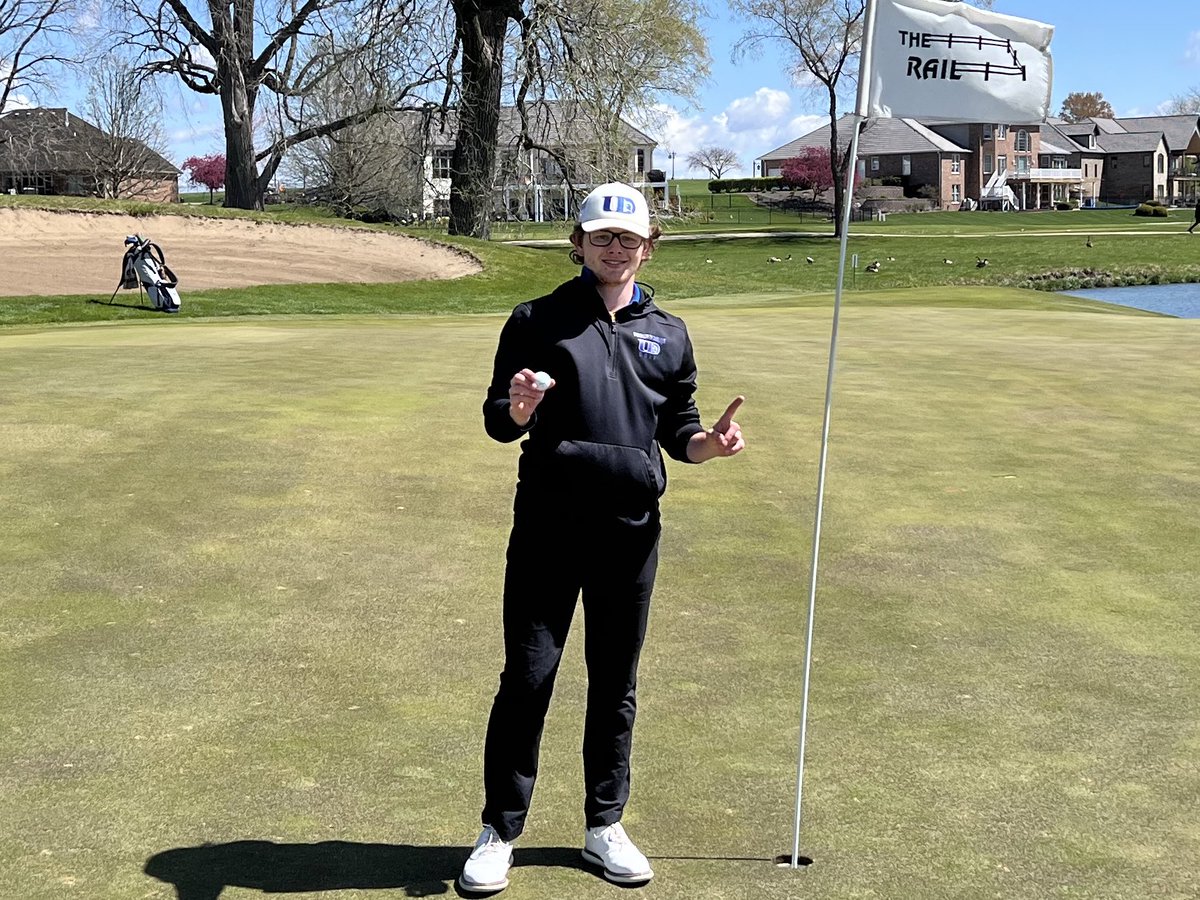 Congrats to freshman Joe LaBarbera for his Hole-in-one today down at The Rail Golf Club in Springfield, IL!!!! Awesome shot over water and into 20mph breeze. Awesome moment for Joe. #UDgolf  #ballstriker