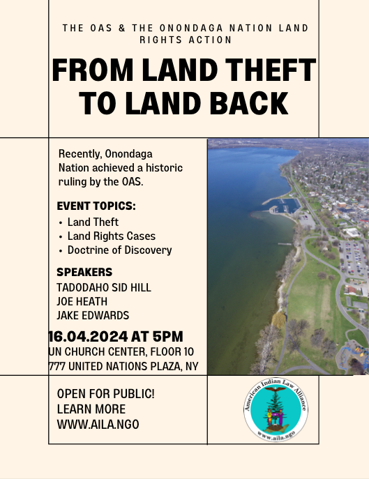 📢 Want to learn more about Indigenous sovereignty and justice? Don't miss the @AILAnyc 'From Land Theft to Land Back' panel discussion on April 16th! Hear from esteemed Indigenous speakers about restitution & land back. Read more: aila.ngo/from-land-thef…