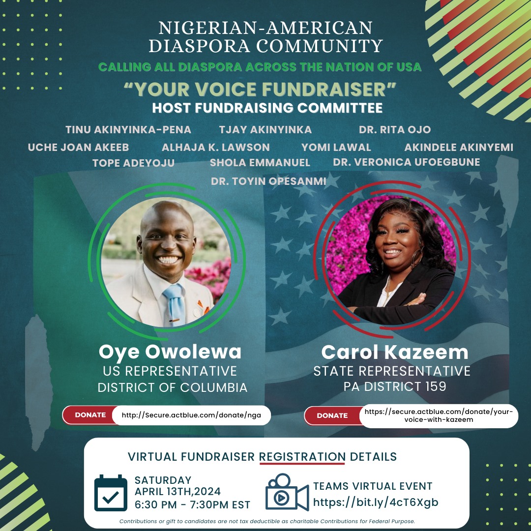 On Saturday, April 13, 2024 at 6:30 PM - 7:30 PM we will host a virtual fundraiser event for the re-election of US Representative, Dr. @repoyedc for District of Columbia and State of Pennsylvania Representative, @CarolKazeem Your donation will go a long way to support the…