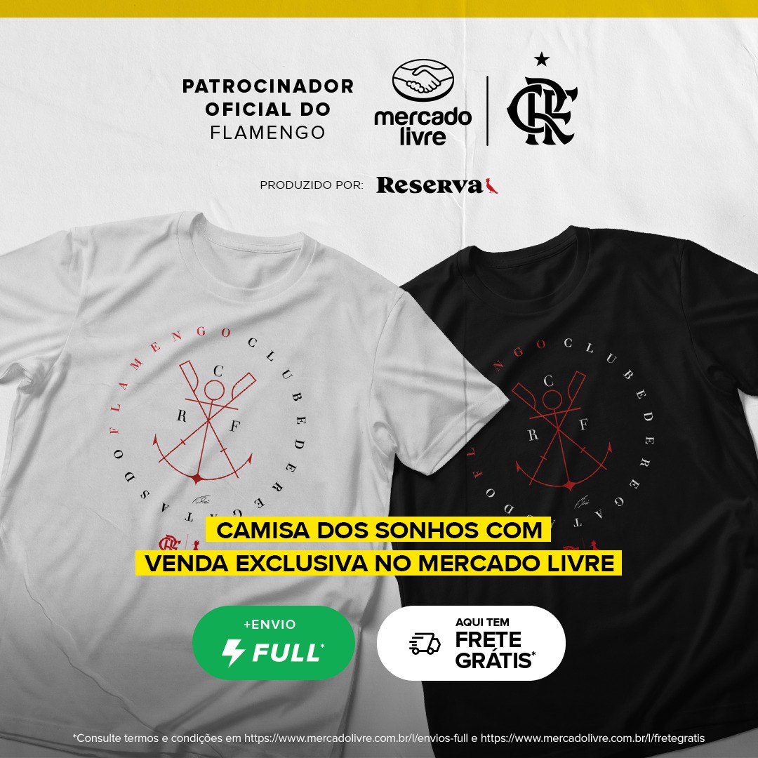 A paixão rubro-negra vai sair de campo e ganhar seu guarda-roupa! ❤️🖤 No Mercado Livre você garante a sua camisa dos sonhos com envio full e frete grátis: bit.ly/48VW1LW #FlaMeli ⚽