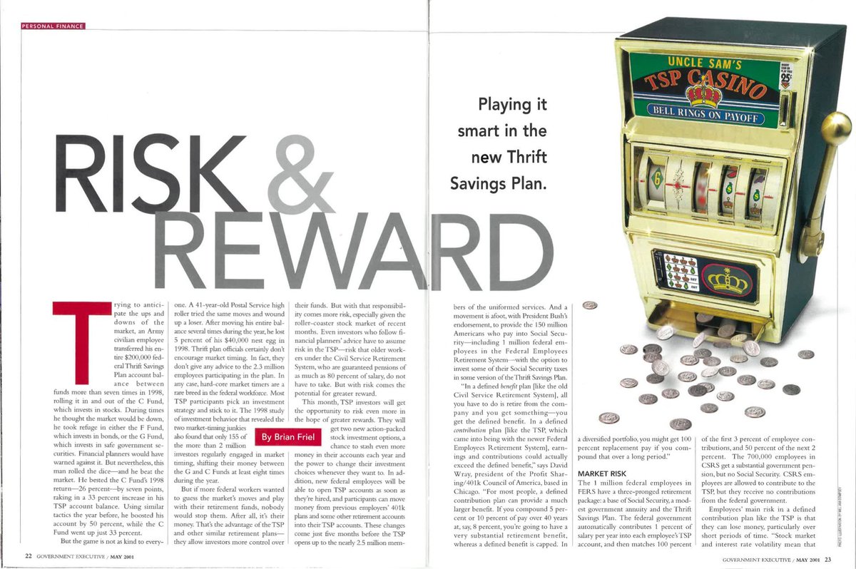 #FlashbackFriday: 37 years ago the Thrift Savings Plan was established, revolutionizing retirement savings for federal employees. Our coverage from 2001 uncovered how it play it smart at the time. Want to learn how to make the most of the TSP now? buff.ly/3VWakfV