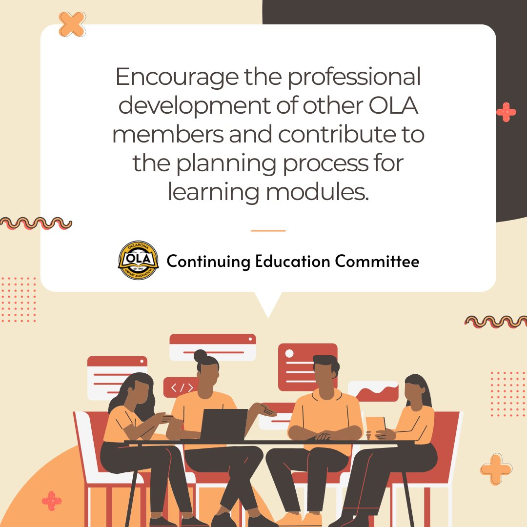 Do you like to encourage the professional development of other OLA members? Join the Continuing Education Committee to contribute to the planning process for OLA learning modules. Submit the OLA Committee Preference Form by May 17: oklibs.org/page/Committee…