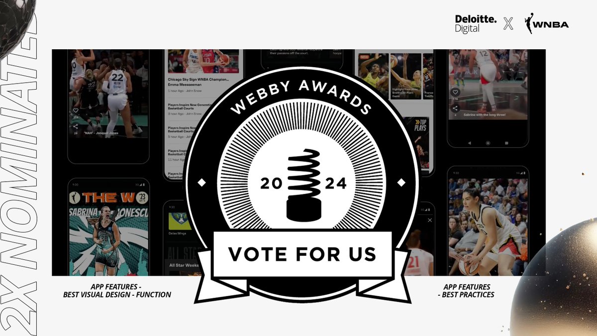 This is the moment for women’s sports ⭐ Don’t forget to VOTE for the @WNBA in @TheWebbyAwards! 👉 App Features - Best Practices deloi.tt/4ahTrkp 👉 App Features - Best Visual Design - Function deloi.tt/3U22EaX