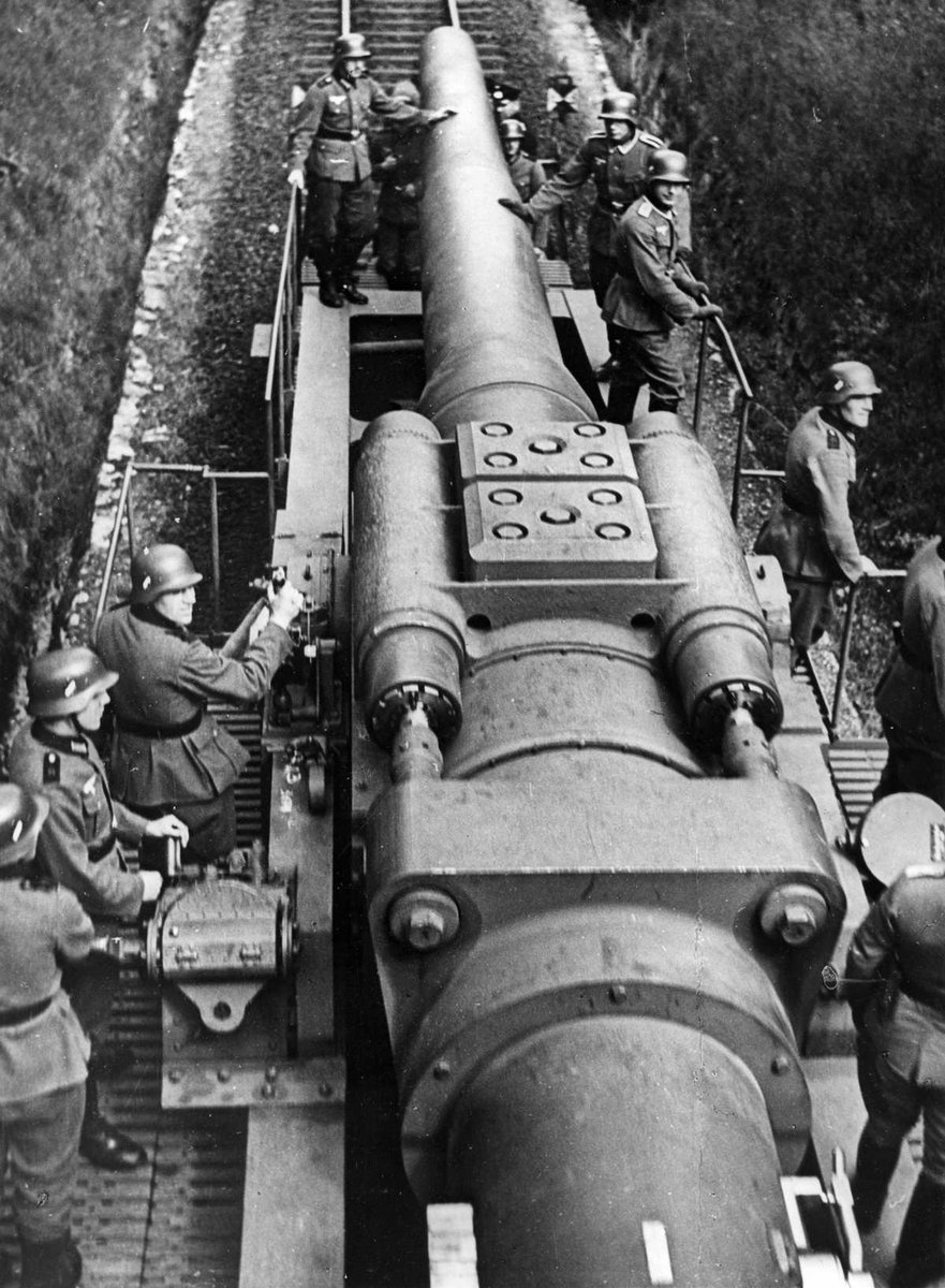 Railway gun prepares for action during the invasion of Poland in September, 1939. #History #WWII