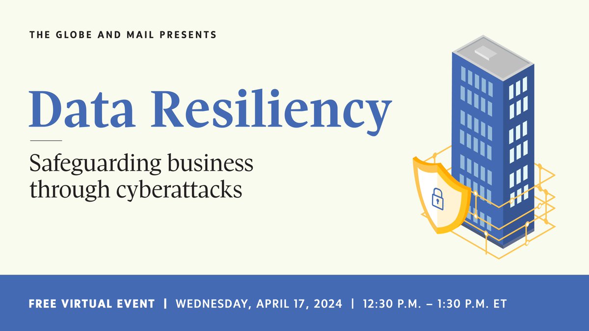 On Apr. 17, join @temurdur for a webcast examining what business leaders can do to ensure they have the infrastructure in place that will allow them to prevent, withstand and rebound from a cyberattack. Sign-up: tgam.ca/4aC6Rrc #GlobeResiliency