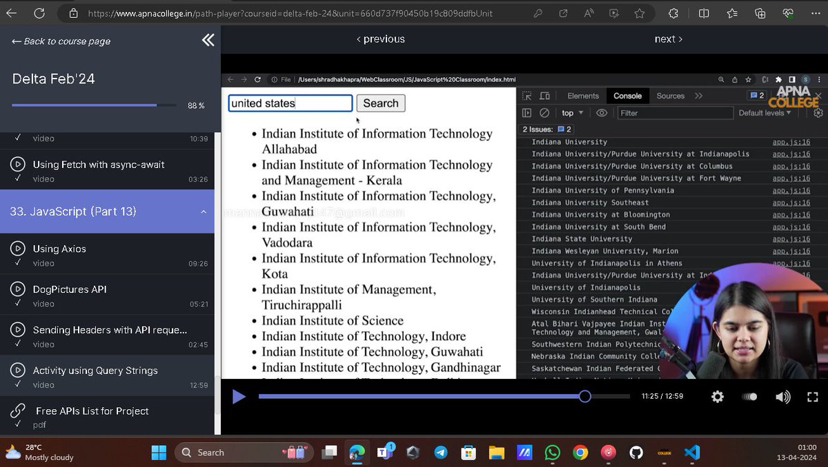 Mindwrap_Error's tweet image. Day 28 of #FullStackWebdev: Learned API in #JavaScript
💻Explored:
» What is an API?
» Accessing some APIs
» What is JSON?
» Accessing JSON data
» API Testing Tools
• Hoppscoth
#coding #letsConnect #laptop #API #JSON #Ajax #LearningJourney #Development #Progress #buildinpublic