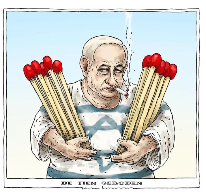 Cartoon van precies één jaar geleden #Netanyahu #Iran #Gaza