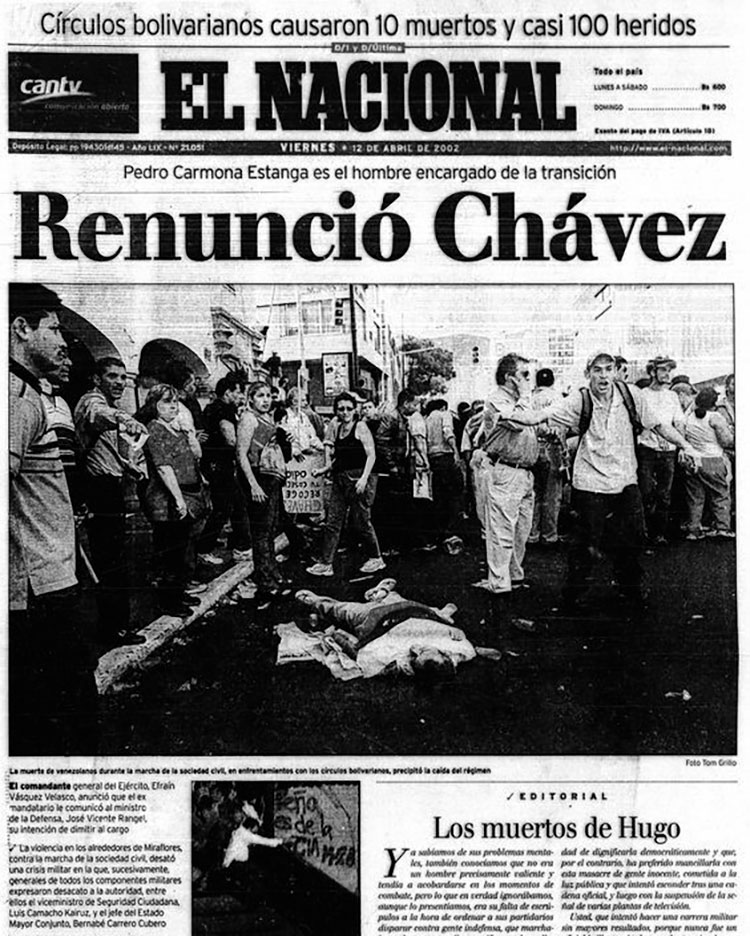 Aconteció hace 22 años. Fue el golpe fascista contra el Gobierno constitucional del Presidente Hugo #Chávez en #Venezuela Hoy, con nuestros hermanos del Bravo Pueblo, estamos diseccionando el papel de los medios y la prensa corporativa q sirve a la oligarquía y el imperialismo.