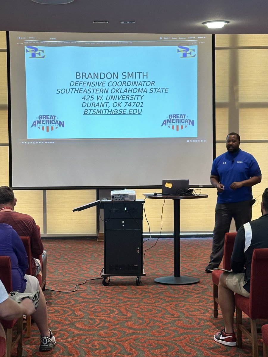 Savage Storm football was well represented today at the Univeristy of Oklahoma Coaches Clinic with HC @AtterberryBo and DC @SECoachSmith speaking today! Thank you @OU_Football for the opportunity. Go Savage Storm! ⛈️