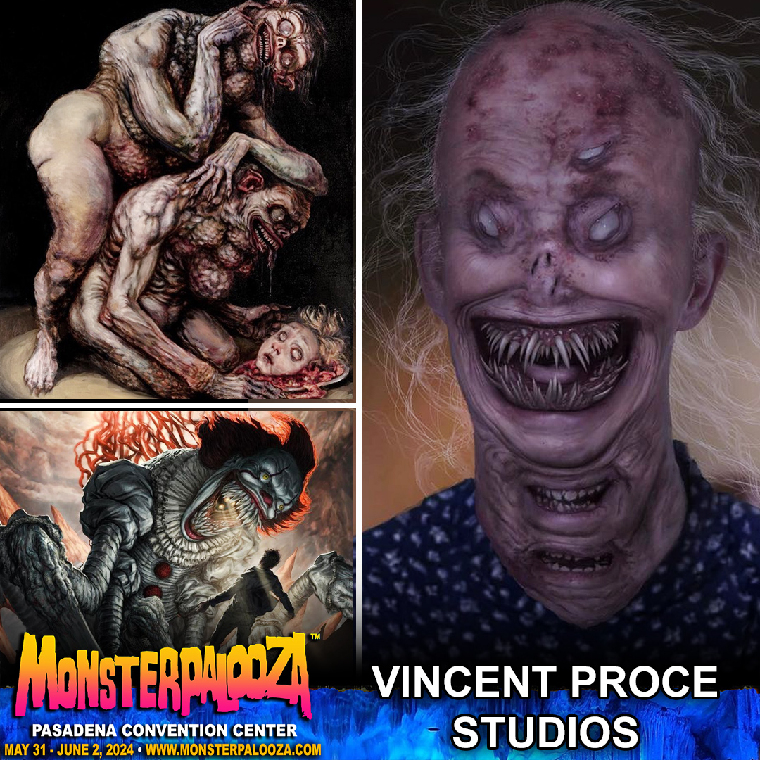 Vincent Proce is a #ConceptArtist & #CreatureDesigner for #films, #TV & games who has worked on films such as #TheShapeOfWater, #ScaryStories & #IT2... Take home the work of Vincent Proce this May 31-June 2 at #Monsterpalooza! For tickets, visit ➨ eventbrite.com/e/monsterpaloo…
