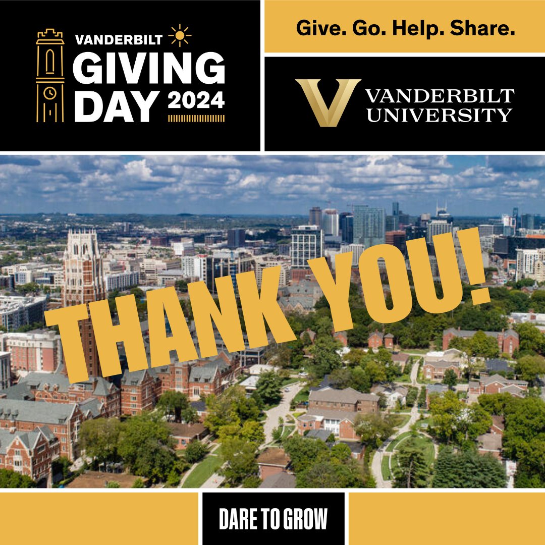 Thank you to the Commodore community for joining forces this #GivingDay and helping our #DareToGrow initiative. We’re especially grateful to the more than 6,000 individuals who raised a total of $9.4 million in gifts. Missed out? It's not too late: vu.edu/give24-t