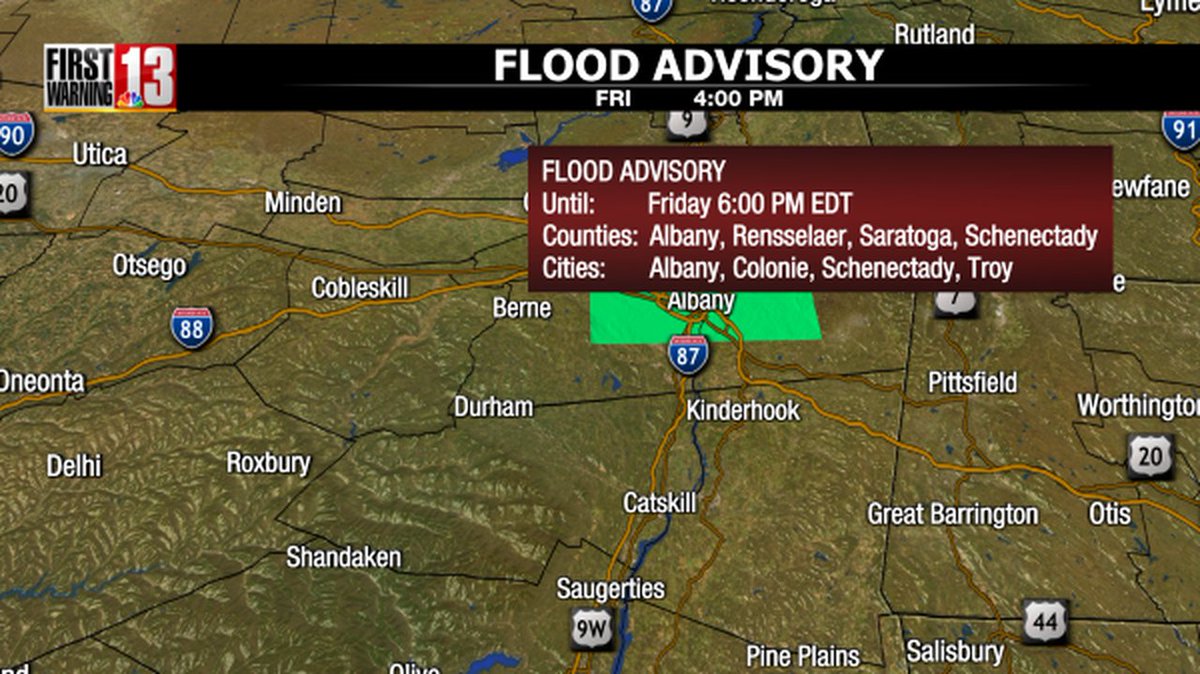 A flood advisory has been issued for the areas in green. Go to NewsChannel13 for the latest.