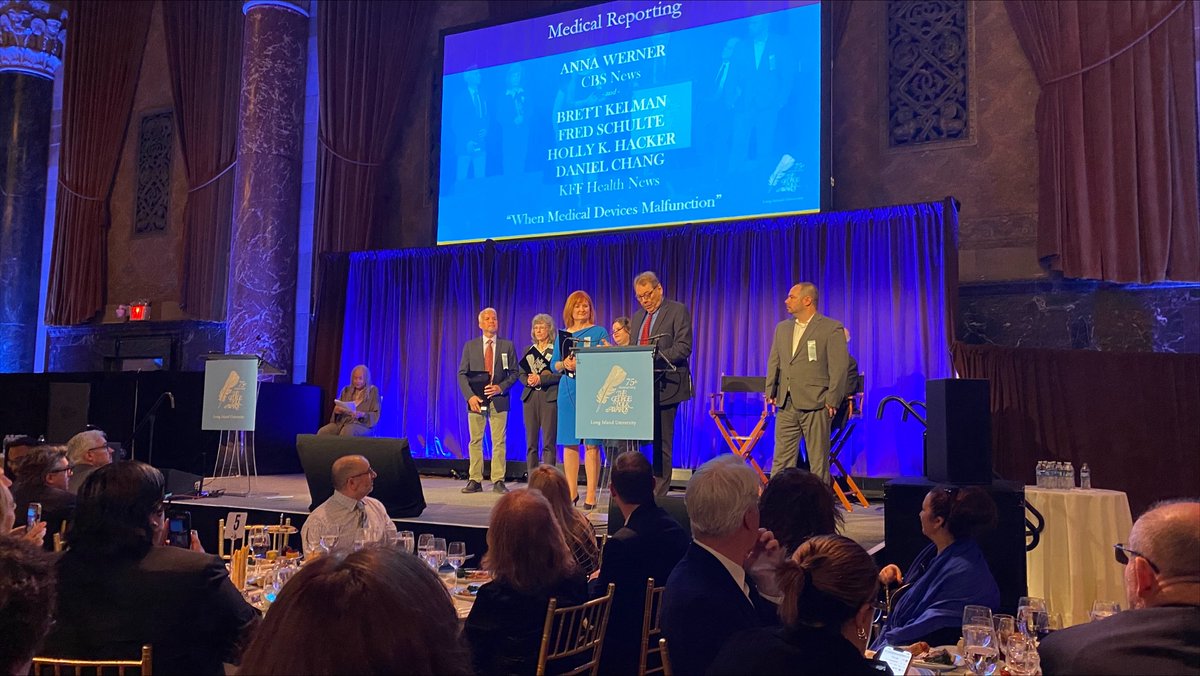 Congratulations to @annawerner of @CBSNews and the KFF Health News team of @BrettKelman, @FredSchulte, @hollyhacker and @dchangmiami on winning the 2023 @PolkAwards for Medical Reporting for 'When Medical Devices Malfunction.'

Read the award-winning work: kffhealthnews.org/medical-device…